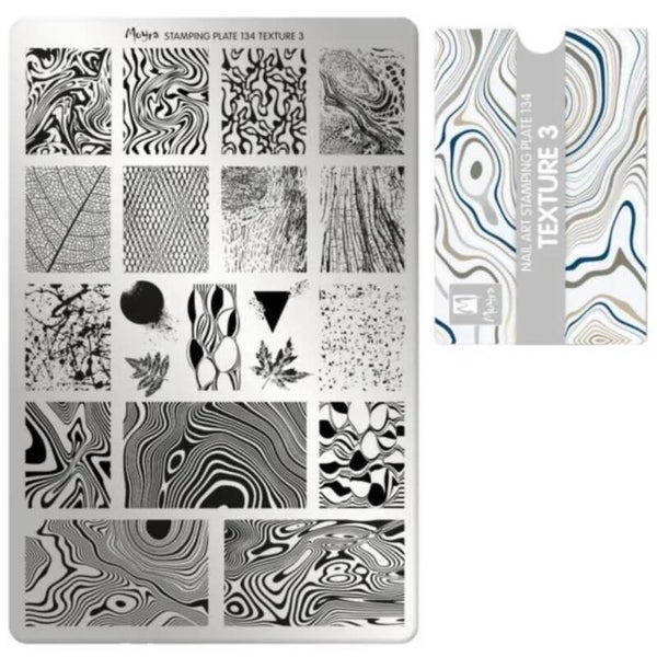 Moyra stempelplaat 134 texture 3 + gratis try-on plate sheet