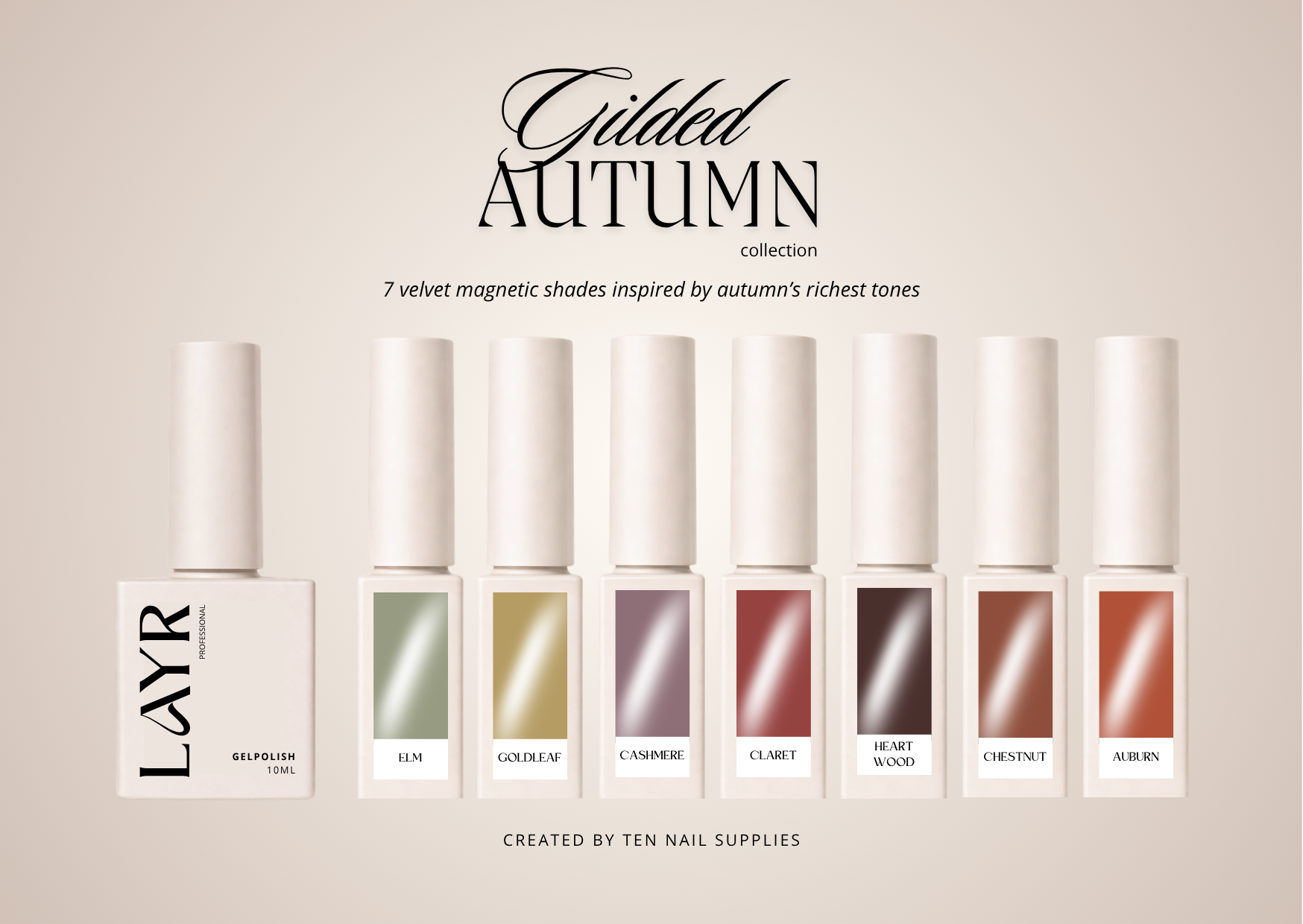 LAYR Gilded Autumn gelpolish cateye collectie 7x10ml + gratis colorpop stickers