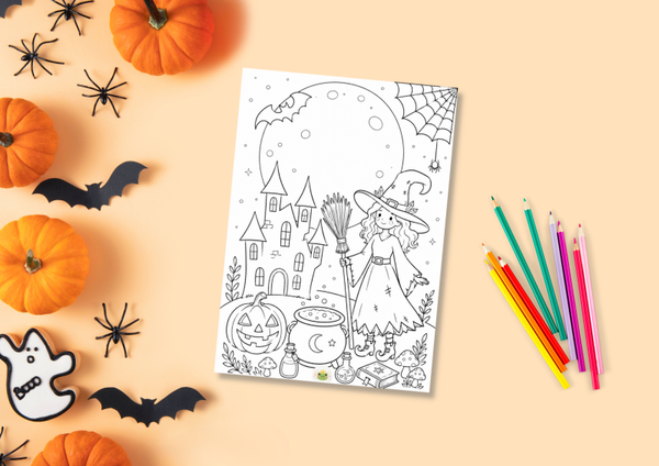 Gratis kleurplaat halloweenfeestje