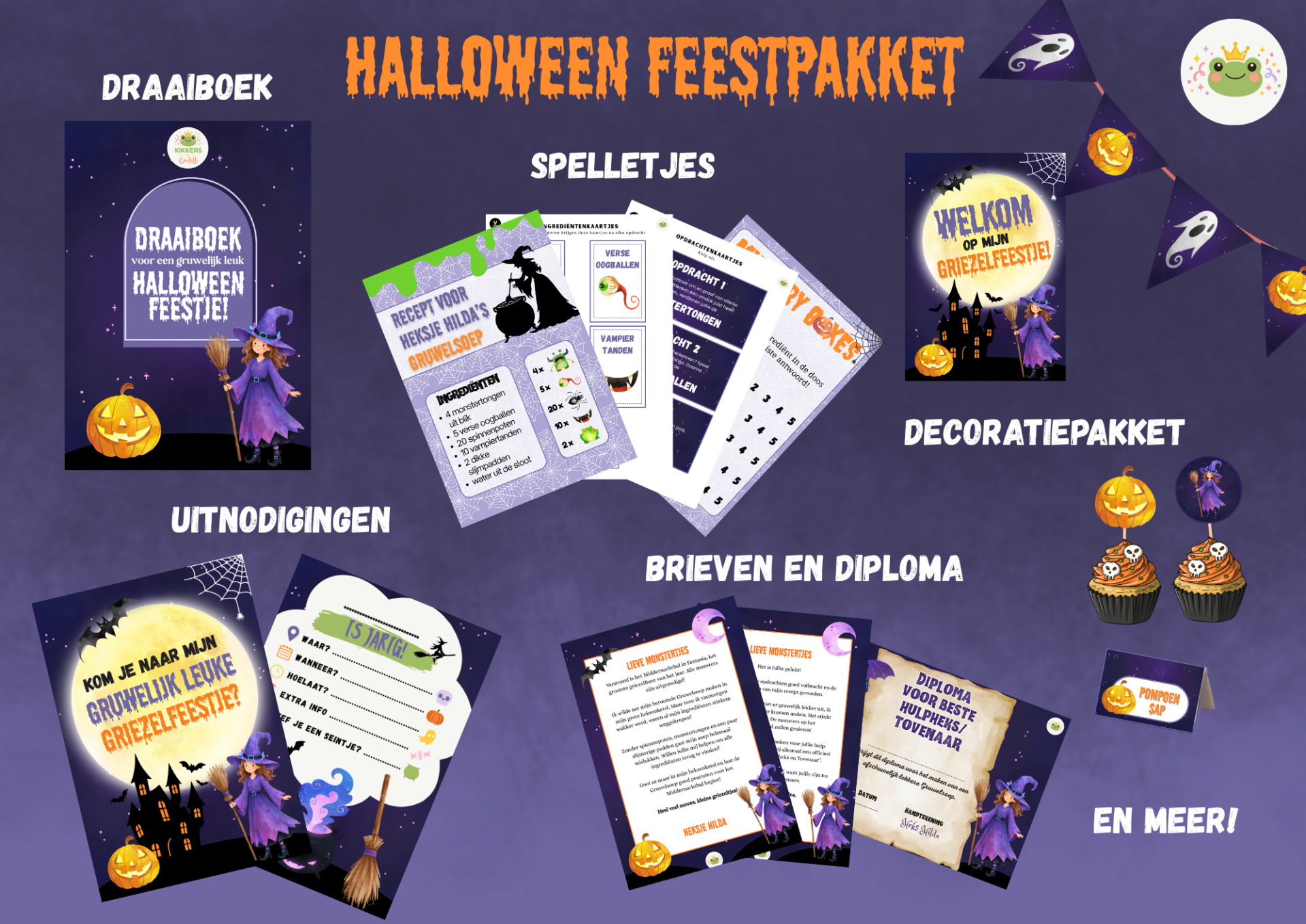 Volledig feestpakket voor halloweenfeestje (4+ jaar)