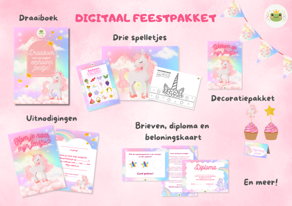 Volledig feestpakket voor eenhoornfeestje (4+ jaar)