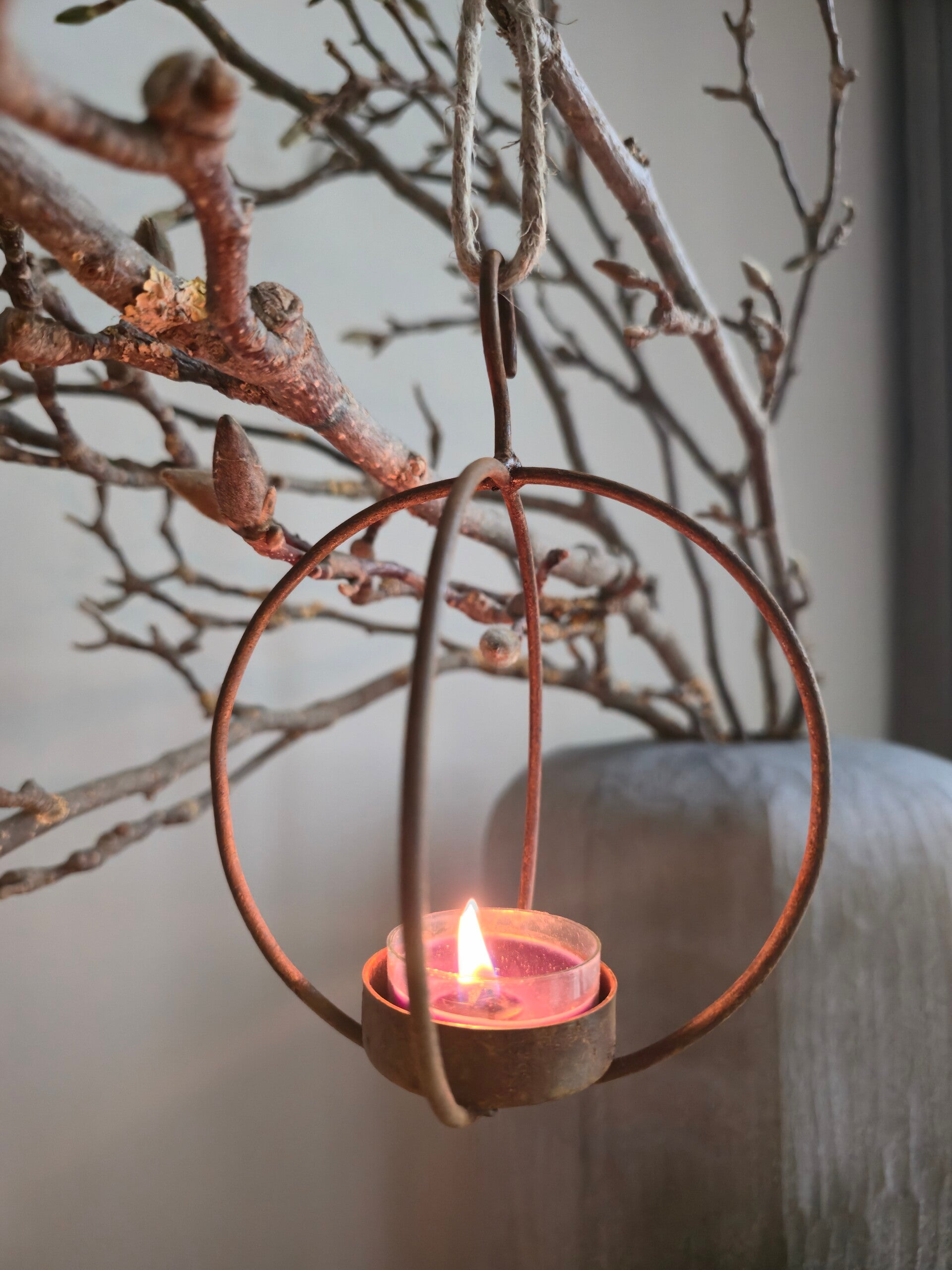 Metalen hanger waxinelichtje rond