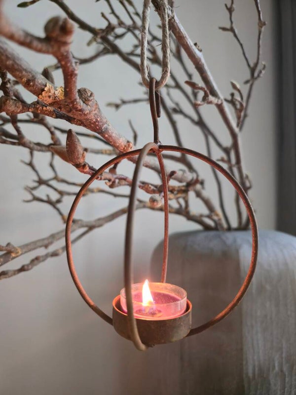 Metalen hanger waxinelichtje rond