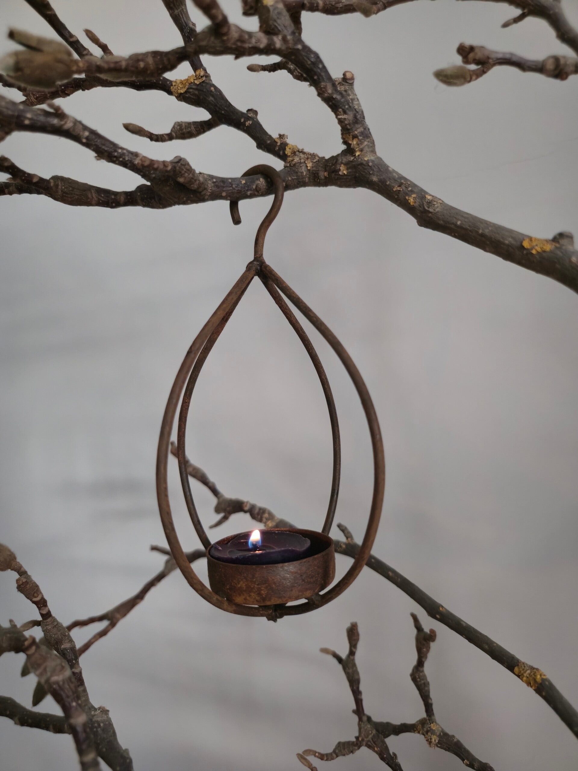 Metalen hanger waxinelichtje ovaal