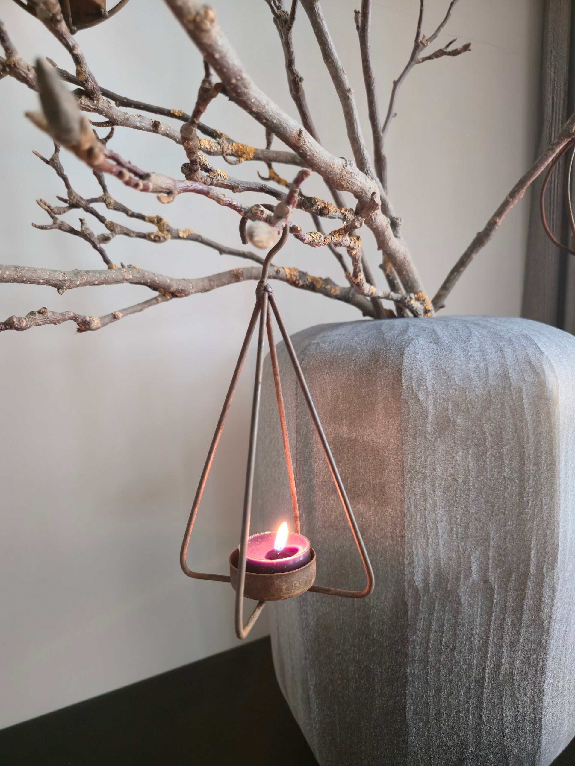 Metalen hanger waxinelichtje driehoek