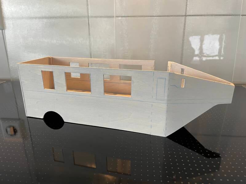 Opbouw chassis van Curtiss AeroCar miniatuur