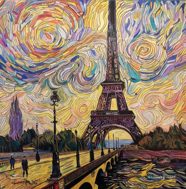 Coucher de Solil à Paris - Open Edition Giclée Print Unframed