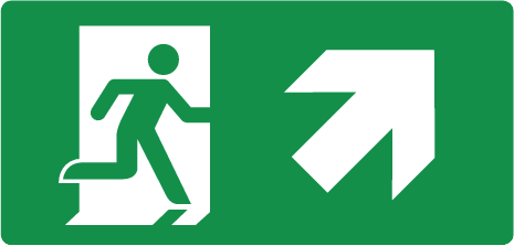 Sticker Vluchtweg Rechts Omhoog 15x30cm EN-ISO7010
