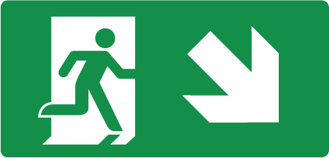 Bord Vluchtweg Rechts Omlaag 15x30cm EN-ISO7010