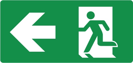 Sticker vluchtweg Links 15x30cm EN-ISO7010