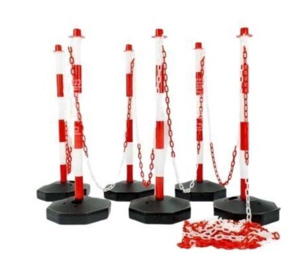 Afzetpalen met rood wit ketting