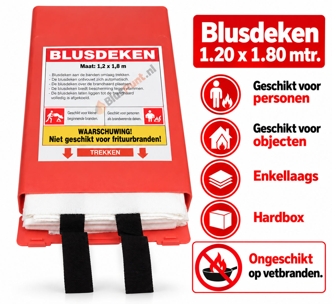 Blusdeken 1.20 x 1.80 mtr drielaags - ongeschikt op vetbrand