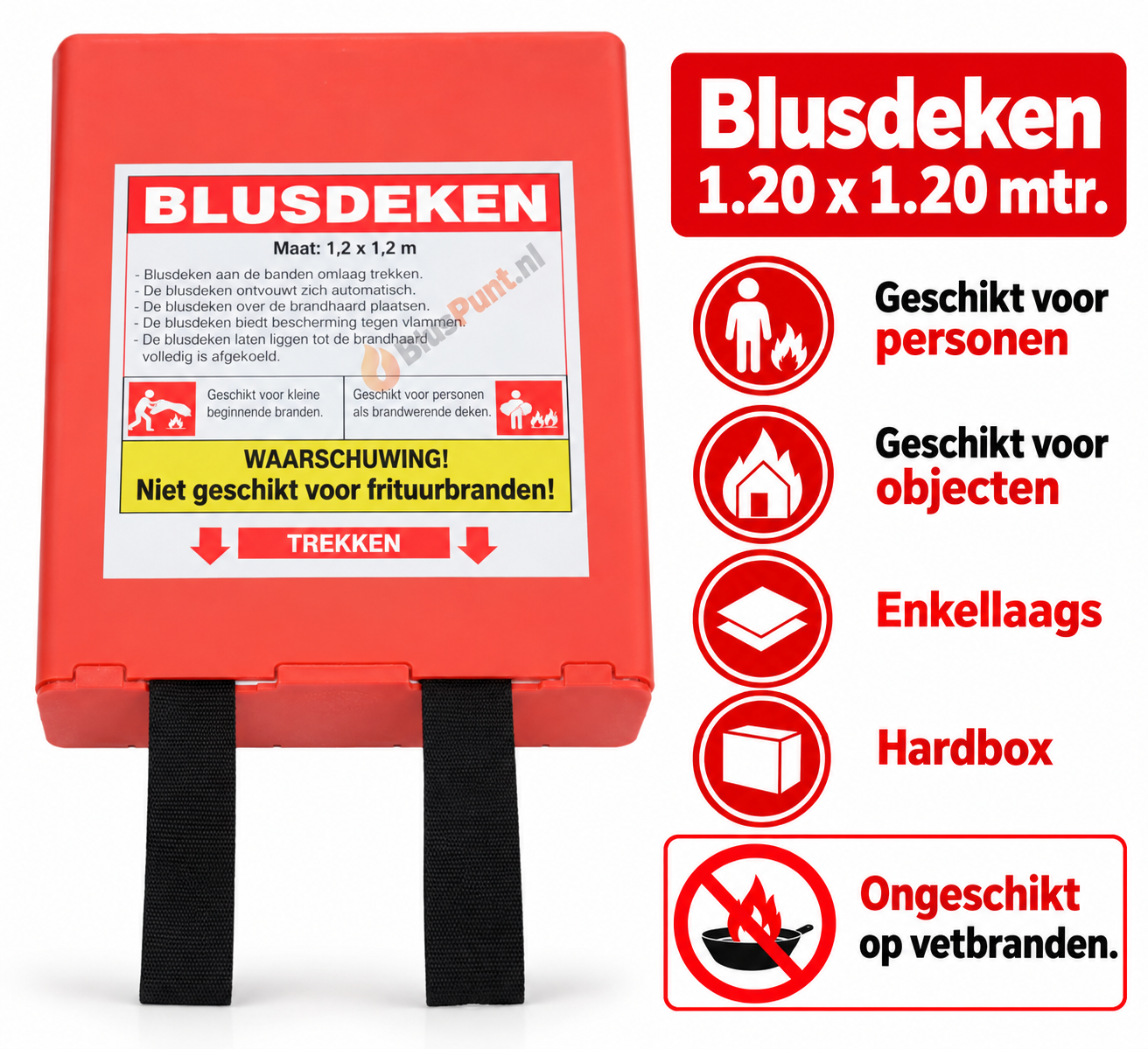 Blusdeken 1.20 x 1.20 meter enkellaags - ongeschikt op vetbrand
