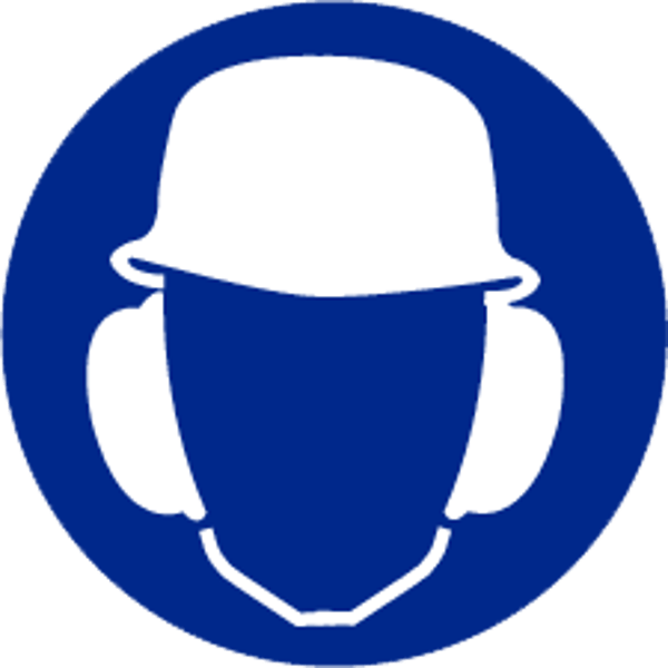 Bord helm en gehoorbescherming verplicht Ø200mm