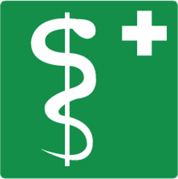 Bord medische dienst 15x15cm NEN-EN-ISO7010 