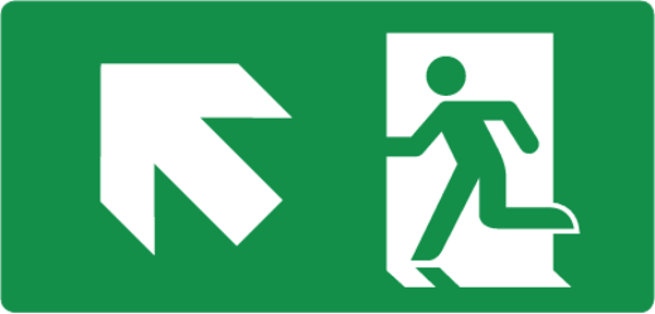 Bord Vluchtweg Links Omhoog 20x40cm EN-ISO7010