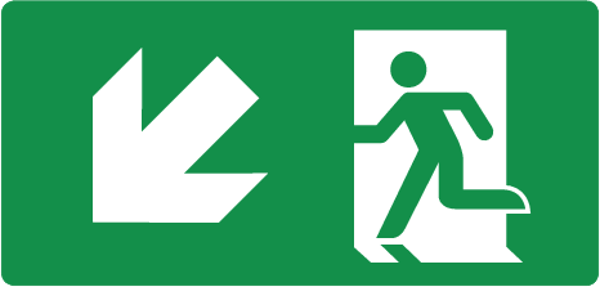 Bord Vluchtweg Links Omlaag 15x30cm EN-ISO7010