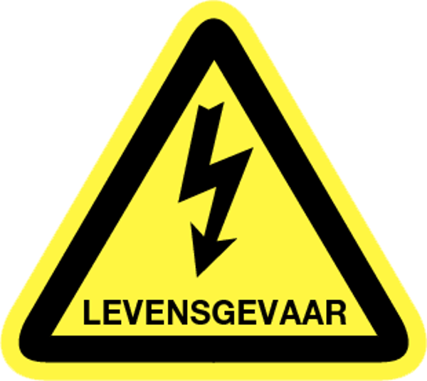 Bord elektra levensgevaar (90x90mm)