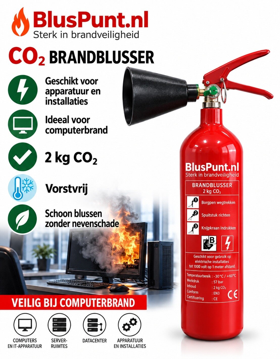 Co2-brandblusser 2kg staal aanbieding