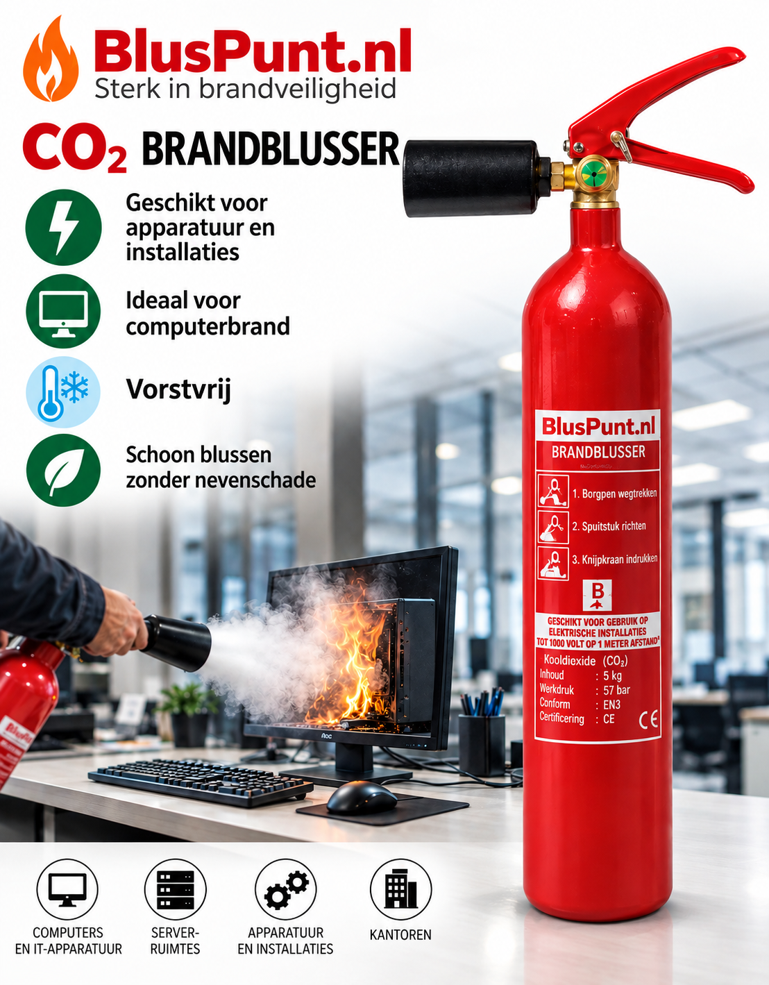 Brandblusser serverruimte 2kg premium