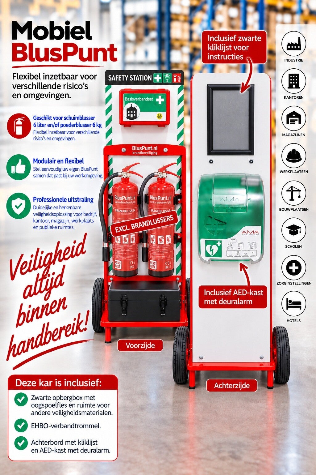 EHBO trolley excl. brandblussers - excl. AED