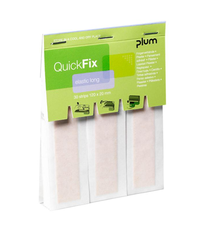 Quickfix pleisterdispenser navulling 30 elastische lange vinger textielpleisters 12x2cm