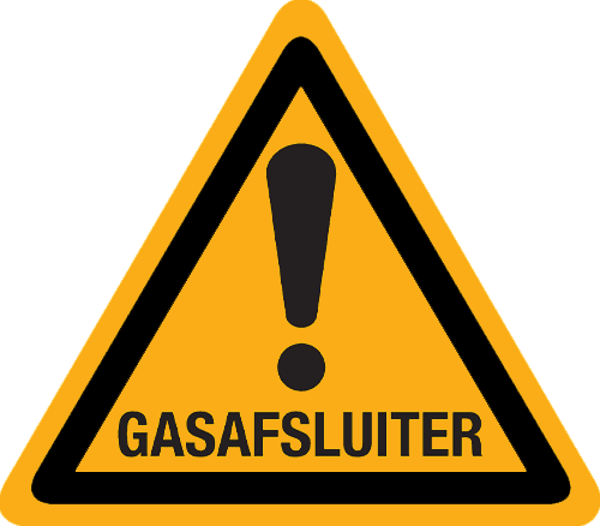 Sticker gasafsluiter 9x9cm