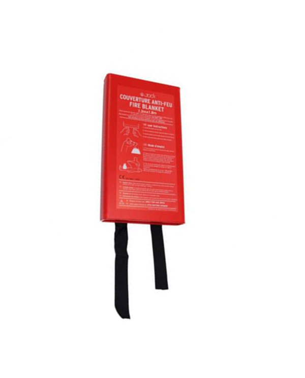 Blusdeken 1.20 x 1.80 meter geschikt op vlam-in-de-pan niet op frituurbrand (incl. hardbox wandhouder)