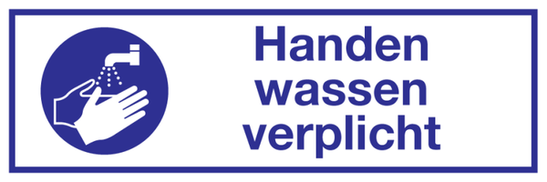 Bord handen wassen verplicht (300x100mm)