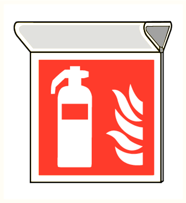 Bord Brandblusser 15x15cm NEN-EN-ISO7010 plafondbevestiging