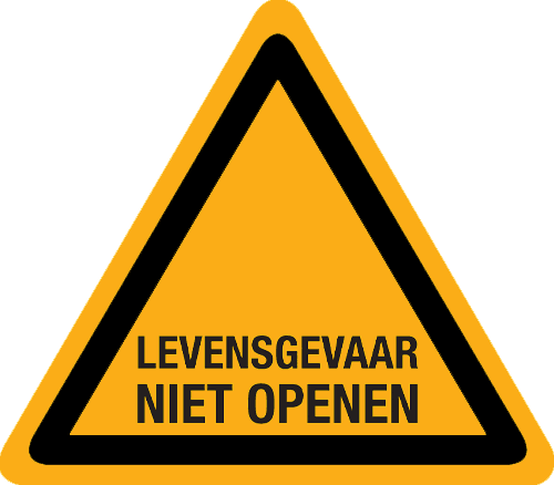 Sticker levensgevaar niet openen (20x20cm)