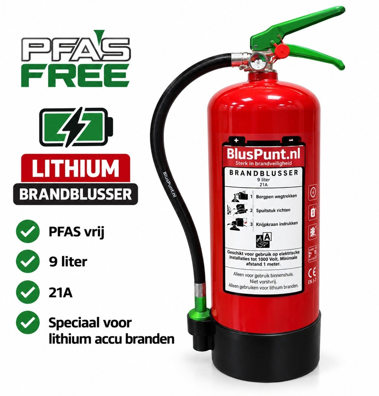 Lithium accu brandblusser 9-liter niet-vorstvrij (21A)