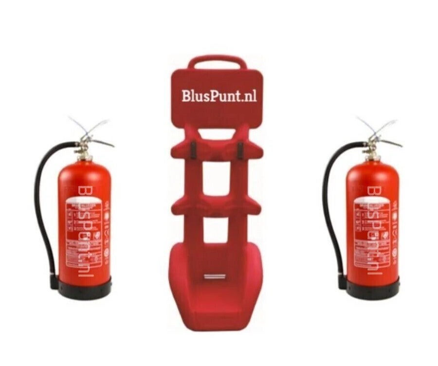 Brandblusserkar (kunststof) incl. 2x 6-kg composiet poeder brandblusser