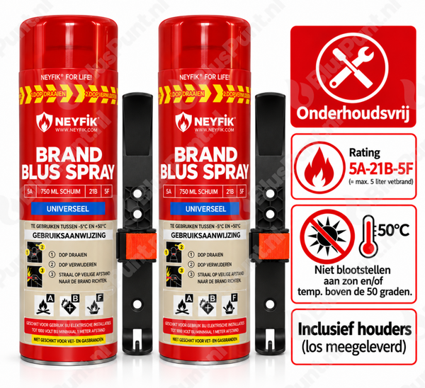 Onderhoudsvrije ABF brandblussers 750ml incl. houders (2) ook vetblusser