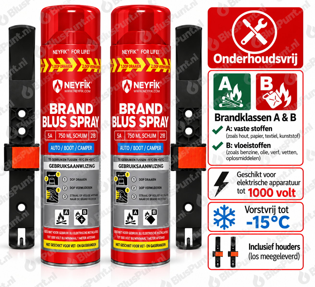 Onderhoudsvrije AB autobrandblusser 750ml inclusief houders (2)