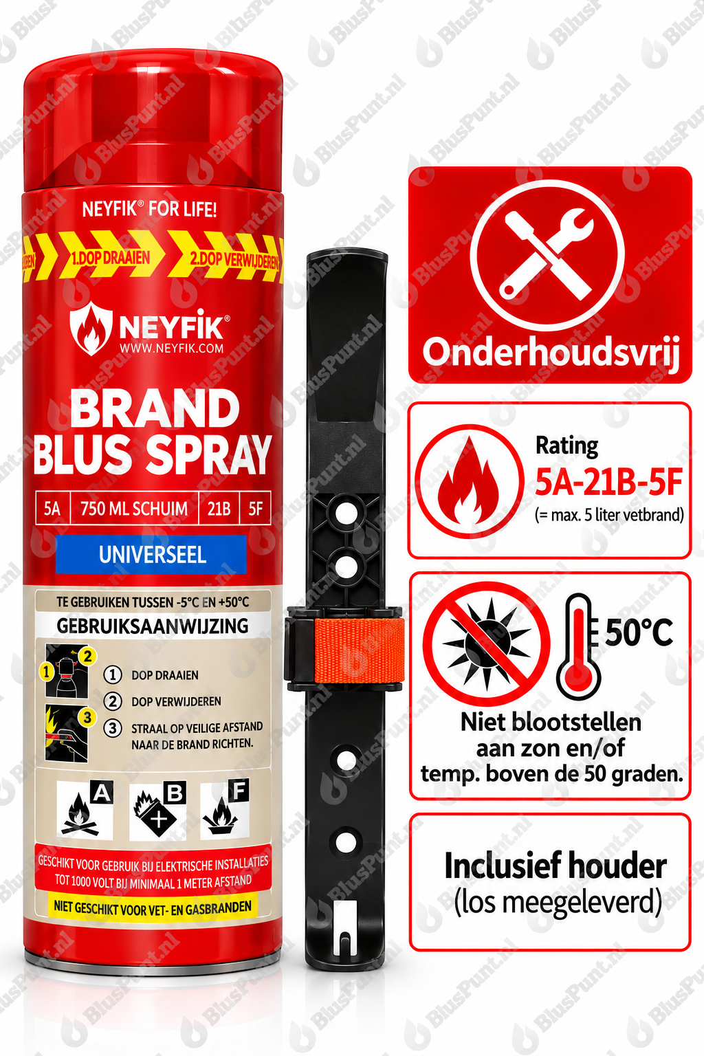 Onderhoudsvrije ABF brandblusser 750ml incl. houder (1) ook vetblusser