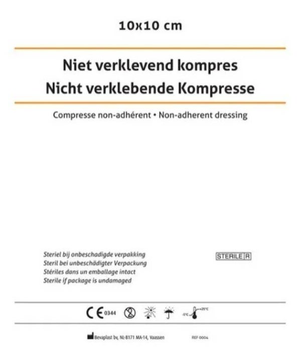 Niet verklevend kompres 10x10cm
