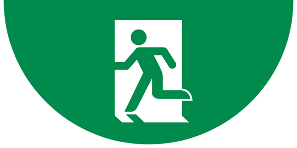 Vloersticker nooduitgang opening links 70x35cm