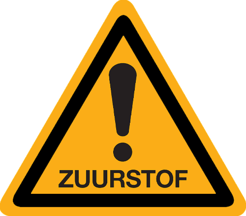 Pictogram zuurstof gevaar bord 20x20cm