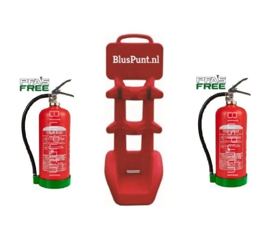 Brandblusserkar (kunststof) incl. 2x 6-ltr composiet schuim brandblusser