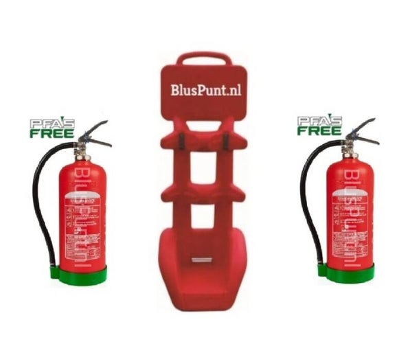 Brandblusserkar (kunststof) incl. 2x 6-ltr composiet schuim brandblusser