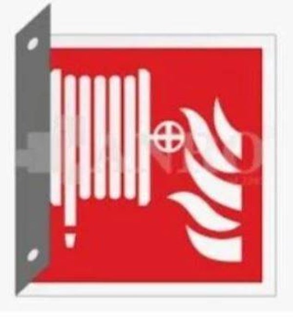 Bord brandslanghaspel 20x20cm NEN-EN-ISO7010 (haakse uitvoering)