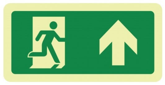 Sticker vluchtweg Rechtdoor 15x30cm EN-ISO7010 oplichtend