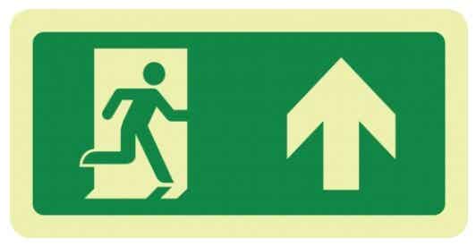 Bord Vluchtweg Rechtdoor 15x30cm NEN-EN-ISO7010 oplichtend