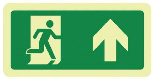Bord Nooduitgang Rechtdoor 15x30cm NEN-EN-ISO7010 (oplichtend)