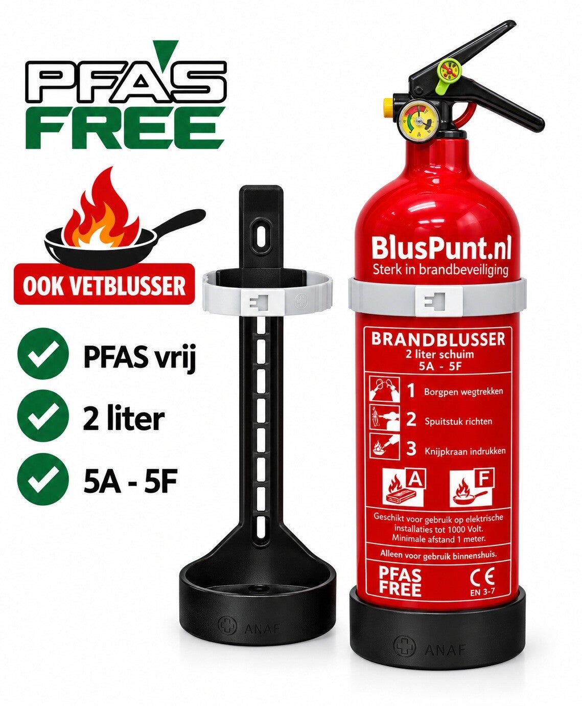 5A-5F 2-liter sproeischuimblusser PFAS VRIJ (ook vetblusser)