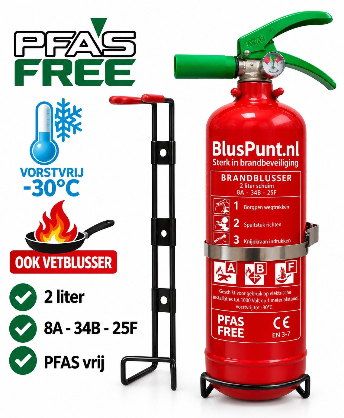 8A-34B-25F 2-liter sproeischuimblusser PFAS-VRIJ -30 (ook vetblusser)