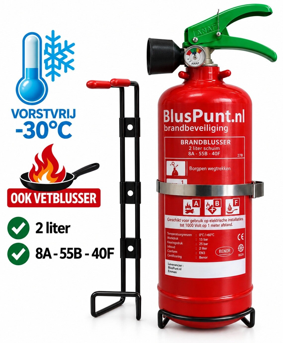 8A-55B-40F 2-liter schuimblusser NIET PFAS-VRIJ -30 (ook vetblusser)