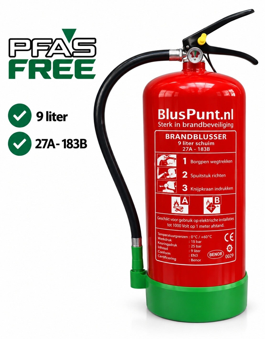 27A-183B 9-liter sproeischuimblusser PFAS VRIJ budget