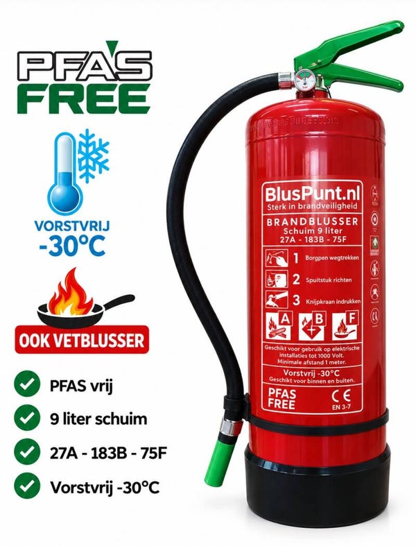 27A-183B-75F 9-liter sproeischuimblusser vorstvrij -30 (ook vetblusser)